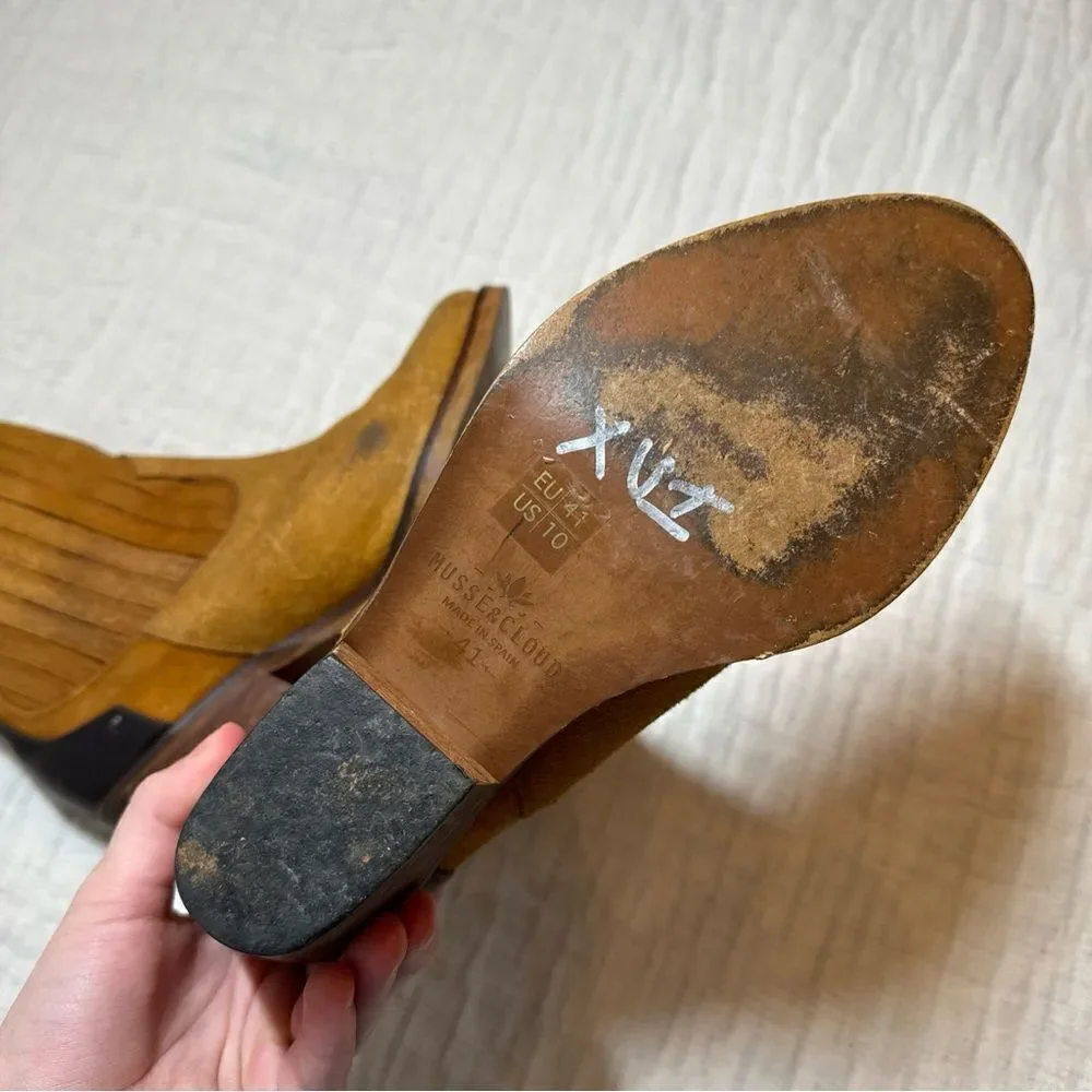Musse & Cloud Suede Brown Bootie Western Size US 10 Euro 41 Made In Spain - Picture 8 of 9